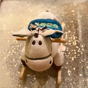 Plush Rocking Horse Toy - Cream and Blue